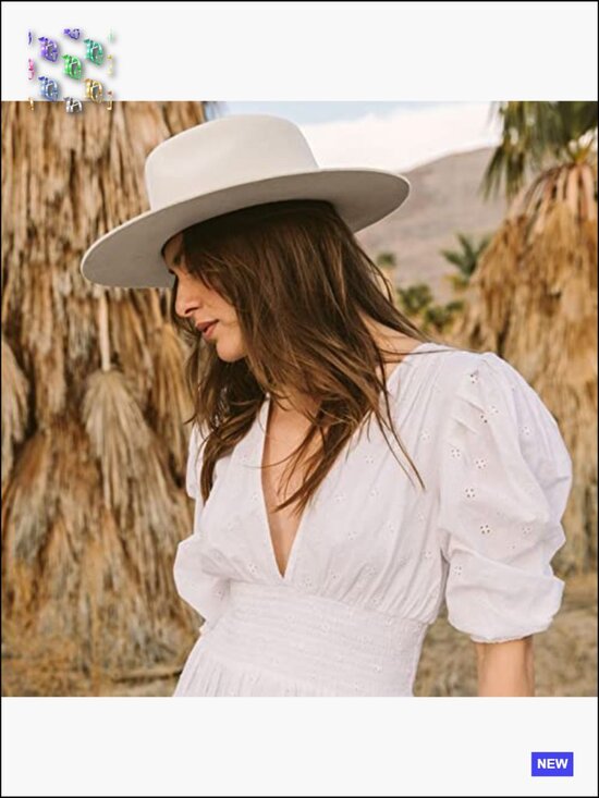 Classic Felt Fedora Wide Brim Floppy with Belt Buckle Panama Hat